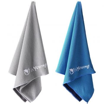 isYoung Hielo Toalla Deportiva para Gimnasio Ejercicios Al Aire Libre, Viajes, Nadar, Correr, Yoga, Absorbe Sudor Secado Rápido y Baja la Temperatura - 2 Unidades