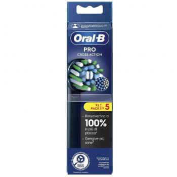 Oral-B Recambios Power Refill CrossAction Negro, 5 Testines Di Ricambio
