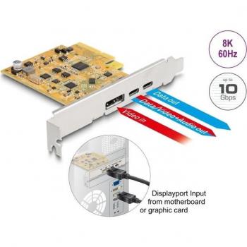 Tarjeta PCIe x4 a 2 puertos USB Type-C 10 Gbps y salida de vídeo DP Alt Mode