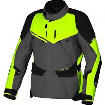 Macna Chaqueta de Moto Mundial Textil Impermeable Gris-Amarillo 2XL