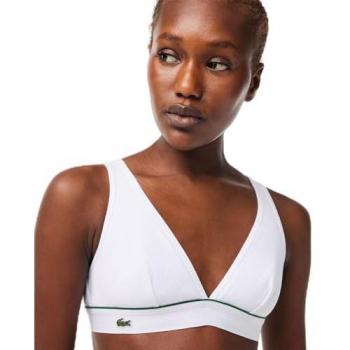 Sujetador deportivo Lacoste Triangle Stripe blanco para mujer - Talla L
