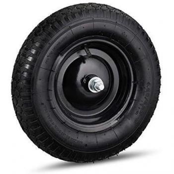 Rueda para Carretilla 4.80-4.00-8 Neumático de Aire, Llanta de Acero, con Eje, Capacidad Máxima 120 kg, Color Negro