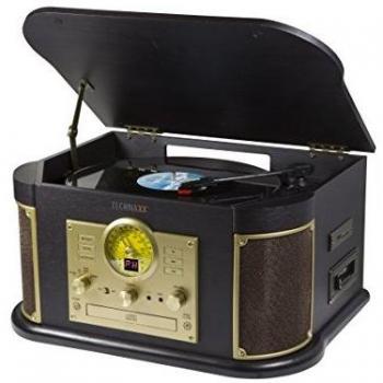 Tocadiscos Multifuncional Nostálgico Bluetooth TX-103 - Digitalizador de Vinilos, CD y Cassettes, Riemen Antrieb, USB, SD, AUX, Radio FM