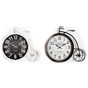 Reloj de Pared DKD Home Decor 60 x 6 x 50 cm Cristal Negro Bicicleta Blanco Hierro Vintage (2 Unidades)