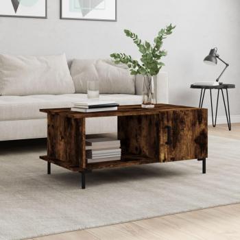 Mesa de centro vidaXL madera contrachapada 90x50x40 cm en color blanco, negro y blanco brillante, ideal para salón o comedor, también como mesa auxiliar o de café; opción en roble ahumado