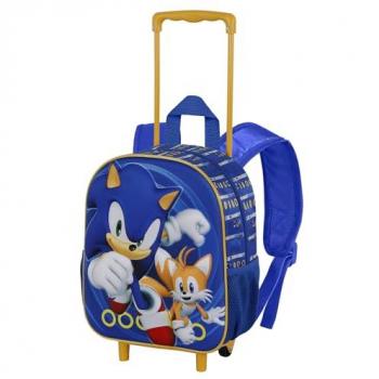 Mochila 3D con Ruedas Sonic The Hedgehog Tails, 31x26x11 cm, Capacidad 12.5 L, Color Azul