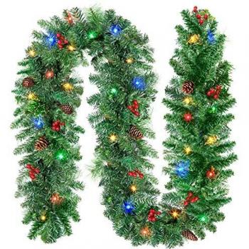 SHareconn Corona de Navidad Artificial preiluminada de 9 ft
