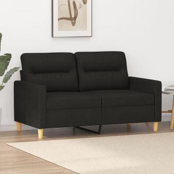 vidaXL 2-Seater Black Fabric Sofa 120 cm