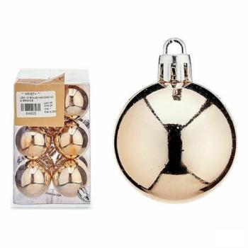 Set de Bolas de Navidad Champagne PVC 8 X 12 X 8 Cm (12 Unidades) - Material Resistente PVC, Set de Bolas de Navidad Bronce PVC Ø 4 cm (12 Unidades), Set de Bolas
