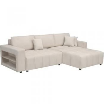 Sofá cama esquinero 3 plazas en tejido de chenilla Trocadero Beige