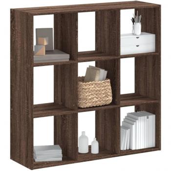 Estantería de madera de ingeniería 102x32x102 cm en colores Blanco, Negro y Roble Sonoma, mueble de almacenaje para oficina, estudio y dormitorio