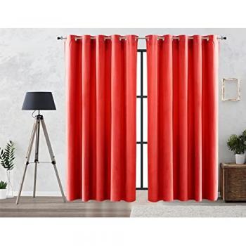 Cortina Oscurante Aterciopelada Roja 300x260 cm con Ojales Metálicos