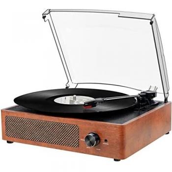 Tocadiscos de Vinilo Vintage Bluetooth con Altavoces Incorporados, Reproductor de Vinilo Discos Portátil 3 Velocidades 33, 45, 78 Giradiscos de Vinilo,Salida RCA/Aux in-Naranja