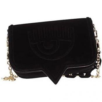 Bolso de Hombro de Cadena Grande de Logo en Terciopelo Chiara Ferragni - Negro, Talla Única