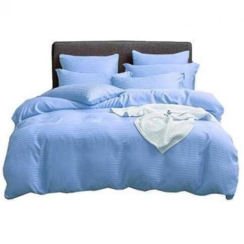 UMI Merryfeel Classic Satin Striped Duvet Cover Set,Brushed Soft Microfiber Bedding.