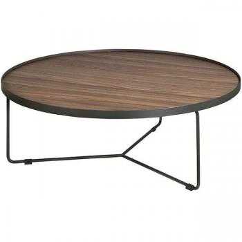 Mesa Centro Redonda Nogal Angel Cerda 2006C - Chapa Nogal, Ø100 x 35 cm, Color Nogal y Negro