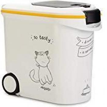 Curver Pet Food Container with Cat Silhouettes, White/Black, 35L (up to 12kg)