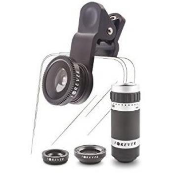 Forever – Pack 4 x objetivos Smartphone 1 x Macro + 1 x gran angular + 1 x fish-eye + 1 x teleobjetivo