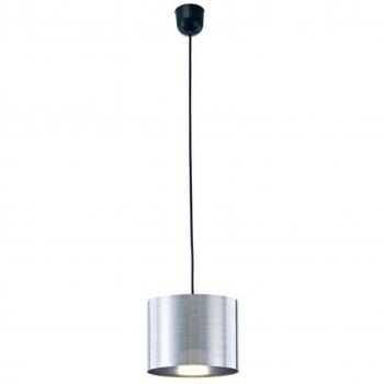 Lámpara colgante Dako Black 1 bombilla E27, pantalla cilíndrica de cromo metálico 22,5cm diámetro, soporte de techo