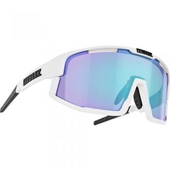 Bliz Vision Matt White Sport Sunglasses with Smoke Blue Multi Lenses