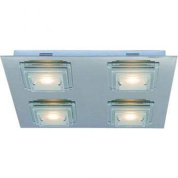Lámpara de techo moderna Peppe Chrome, lámpara de techo LED empotrada, acabado en cromo, luz blanca cálida 3000K, luminosidad de 1800lm
