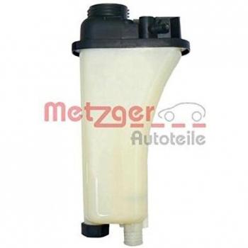 Depósito de expansión METZGER 2140012, refrigerante, compatible con vehículos, fabricado en plástico resistente, incluye conexiones para mangueras y válvula de presión