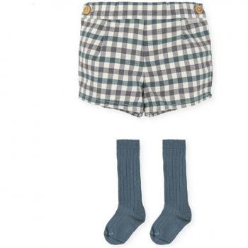 Cubrepañal de bebé niño Tutto Piccolo en verde mar con calcetines a juego