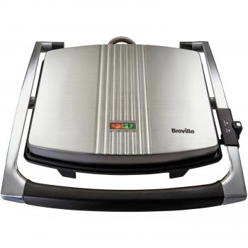 Sandwichera Breville VST026 - Potencia 2000W, Grill y 4 unidades, Color Platino
