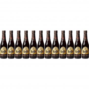 Pack de 12 Botellas de Cerveza Leffe Brune Negra, 33cl cada una