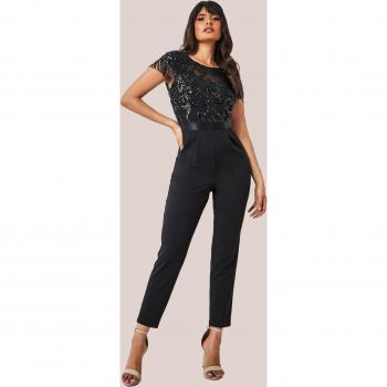 Black Sequin Tassel Romper/Jumpsuit
