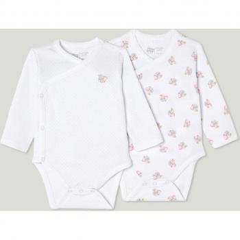 Pack de 2 body de bebé topitos manga larga con logo Dumbo Cotton Juice