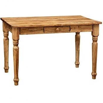 Mesa de escritorio de estilo Country en madera maciza de tilo con acabado natural 120x80 cm