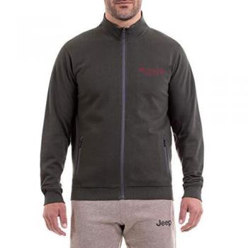 Jeep Invernale con Zip Integrale E Stampa Sul Petto Della Griglia E Tasche Frontali con Cerniera Camiseta, Hombre, Forest Night/Pomegra, X-Large