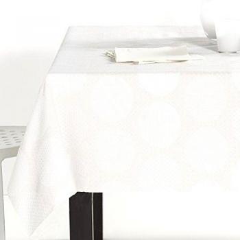 ES-TELA - Mantel jacquard GIJÓN color Crema - 140x250 cm. - Incluye servilletas - 50% Algodón / 50% Poliéster