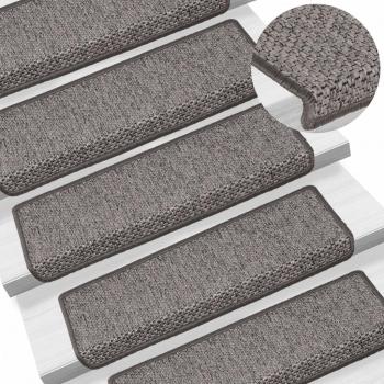 Alfombrilla Autoadhesiva de Escalera Sisal 15 uds Protector Color Antracita, Gris y Beige, Vidaxl - Alfombrilla autoadhesiva escalera 15 uds gris y beige 65x