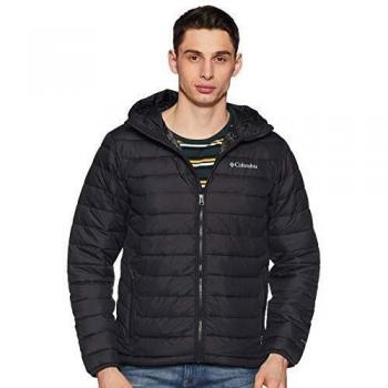 Columbia Powder Lite Hooded Jacket - Men's Black Insulated Down Jacket