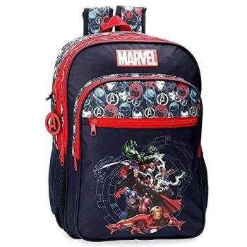Marvel Los Vengadores Avengers Team Mochila Escolar Doble Compartimento Adaptable a Carro Azul 30x40x13 cms Poliéster 15,6L