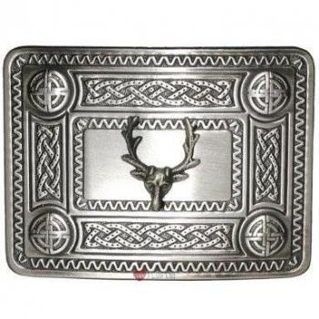 Celtic Knot Kilt Belt Buckle with Stag Mount Antique