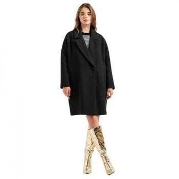 Armani Exchange Women's Black Tweed Lurex Double-Breasted Coat Size M