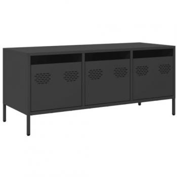 Mueble para TV de acero laminado en frío negro 101,5x39x43,5 cm, soporte de TV, aparador de TV, mueble bajo, banco de TV, mueble de metal