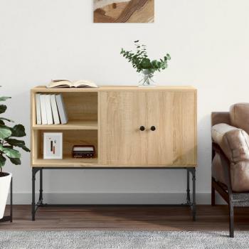 Aparador de madera de ingeniería 100x40x79,5 cm en color roble Sonoma, mueble de almacenaje para salón, buffet y armario auxiliar