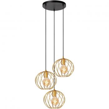 Lámpara colgante Danza, 3 luces, redonda, acabado en oro mate, Ø 50 cm