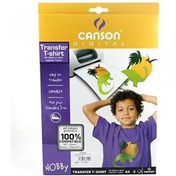 Papel Transfer Canson para T-Shirts Oscuros - 5 Hojas A4 - 140g