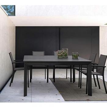 Mesa de jardín extensible Konnor 110-160 x 160 cm antracita aluminio