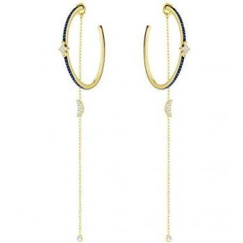 Swarovski Pendientes Duo Moon, verde azulado, mezcla de baños