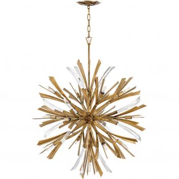 Lampadario Grande Moderno Vida en Acero y Cristal con 13 Luces E14 de 40W en Oro Bruñido