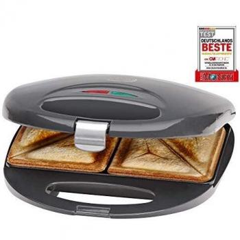 Sandwichera Clatronic ST 3477 Inox Gris con placas triangulares, regulador automático de temperatura y recubrimiento antiadherente