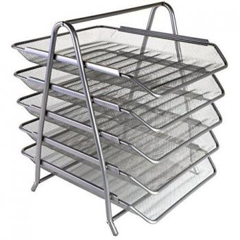 Osco 5TT-SLV - Bandeja para cartas de 5 niveles de malla metálica, color plateado