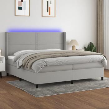 Colchón de cama de muelles y tela LED gris claro 200x200 cm Vidaxl