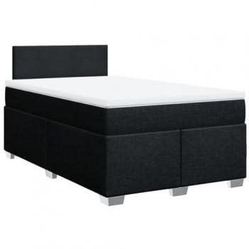 Cama Box Spring con colchón de muelles en tela negra 120x200 cm